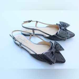 Jessica Simpson bow sling back flats Made